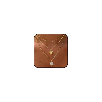 Silver/Gold Plated Angel Wing Pendant Necklace for Women Men | 18K Gold Guardian Angel Wings Feather Necklace Stainless Steel Simple Minimalist Necklaces Birthday Christmas Jewelry Gifts - color: Gold Flower & Pearl