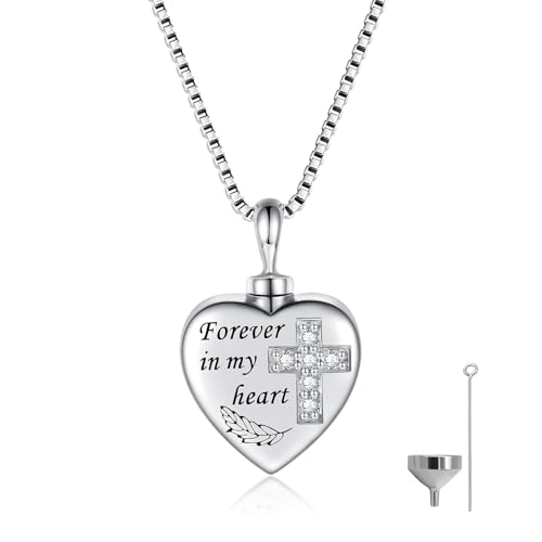 925 Sterling Silver Urn Charms for Ashes Bracelets for Women Cremation Gift | Urn Charms for Loved Ones, Memorial Keepsake Bead Pendant, Cremation Jewelry for Ashes - style: Necklace-Cross
