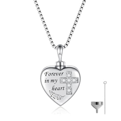 925 Sterling Silver Urn Charms for Ashes Bracelets for Women Cremation Gift | Urn Charms for Loved Ones, Memorial Keepsake Bead Pendant, Cremation Jewelry for Ashes - style: Necklace-Cross