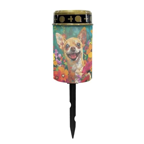 Chihuahua Personalized Solar Outdoor Lights for Dog Pet Memorial Solar Lights Warterproof Cemetery Decorations for Grave Automatic Solar Light Sympathy Gifts - color: Chihuahua