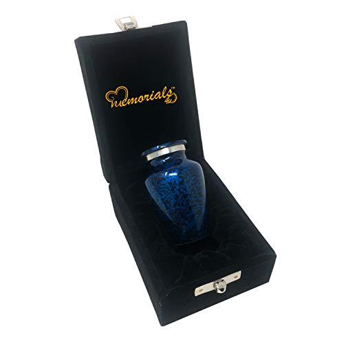 Memorials4u Forest Blue Keepsake Cremation Urn - (1 Mini Keepsake with Velvet Box) - size: 1 Mini Keepsake