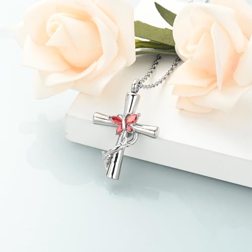 shajwo Butterfly Cross Urn Necklaces for Ashes for Women Men - color: Customize