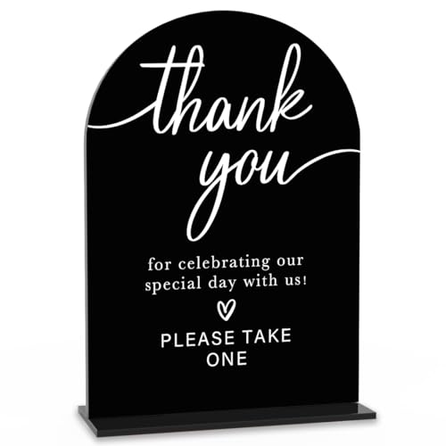Acrylic Wedding Sign Thank You Sign for Wedding Wedding Signs for Ceremony Modern Calligraphy Arch Acrylic Table Top Sign for Wedding Reception and Event Party Table(black） - color: Thank You