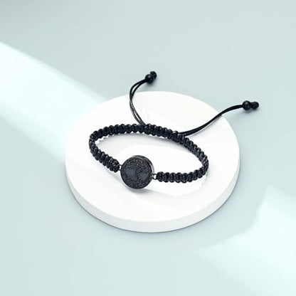 Urn Bracelet for Ashes Tree of Life Cremation Jewelry Adjustable Keepsake Bracelet Memorial Jewelry tainless Steel Ashes Pendant for Women Men - color: black