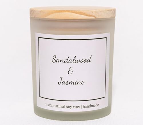 Natural Sandalwood & Jasmine Candle, Luxury Scented Soy Jar Candle, Home Fragrance Gifts, Aromatherapy Gifts, Natural Soy Wax & Natural Essential Oils - color: Sandalwood & Jasmine