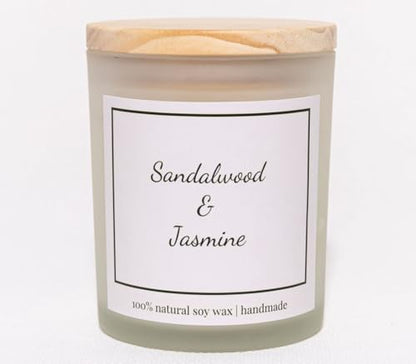 Natural Sandalwood & Jasmine Candle, Luxury Scented Soy Jar Candle, Home Fragrance Gifts, Aromatherapy Gifts, Natural Soy Wax & Natural Essential Oils - color: Sandalwood & Jasmine