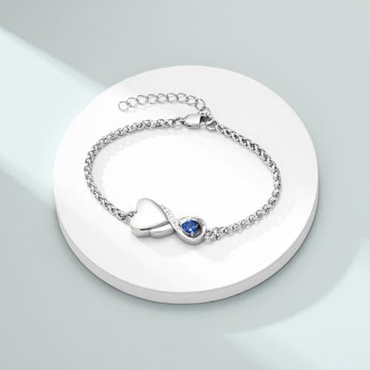 shajwo Cremation Jewelry Infinity Heart Urn Bracelet for Women | Human Ashes, Adjustable, Memorial Keepsake, Link Bracelet - color: Light Blue