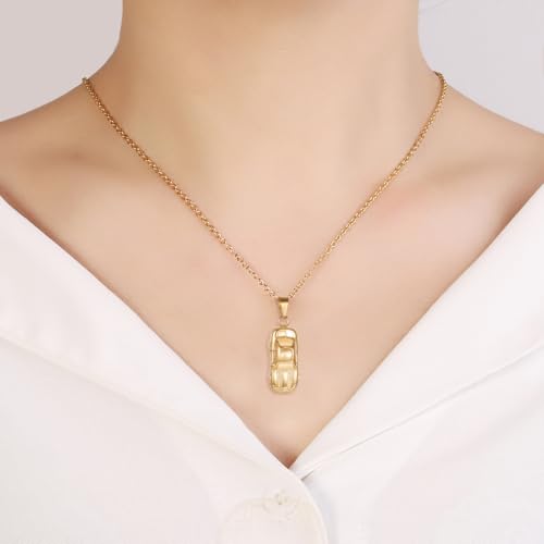 Stainless Steel Car Cremation Necklaces For Ashes Of Loved Ones Memorial Urn Pendant Holder Keepsake Remembrance Jewelry For Women Men - color: Gold