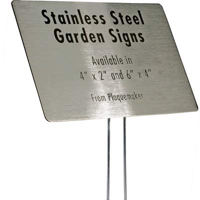 Stainless Steel Garden Sign. 6 x 4" sign with a 10" stake. Great as a Garden Memorial or Plant Label (Stainless Steel, 4 x 6") - size: 4 x 6"