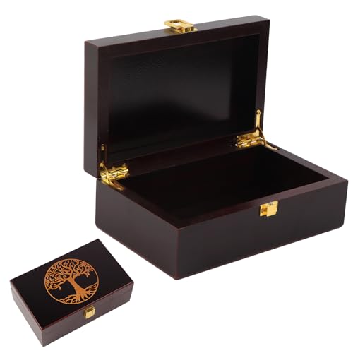 Tree of Life Wooden keepsake Box - Wooden Decorative Boxes with Lids - Wood Decorative Storage Boxes with Lids - Memorial Box (Tree of Life Black, Small) - size: Small, style: Tree of Life Black