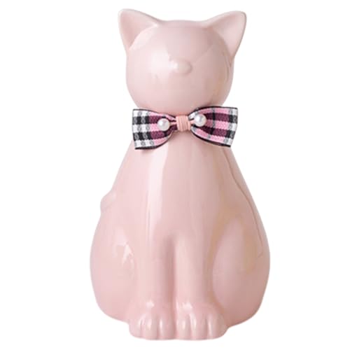 ETIAL Ceramic Pet Urn for Ashes, Cat Shaped 850ML Funeral Cremation Urn for Small Dogs & Cats, Angel Themed Memorial Keepsake Box, Handmade Heartfelt Sympathy Gift for Pet Loss (Pink) - color: Pink