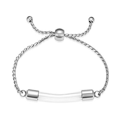 constantlife Stainless Steel Cremation Bracelet for Ashes - Transparent Glass Tube Urn Bangle Memorial Jewelry for Men Women - color: Silver-1