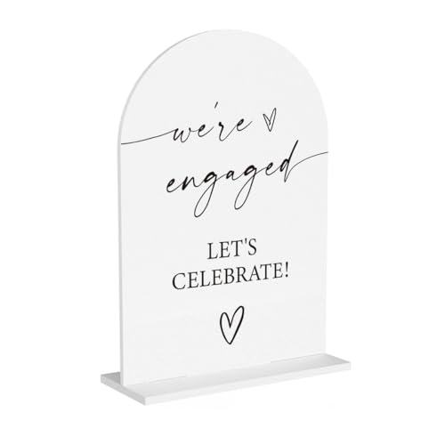 Engaged Sign Engagement Signs We're Engaged for Event Party Ceremony Reception Table Desk Acrylic Decor 5"x7" - color: Engaged