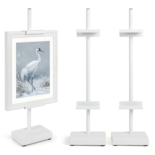 Adjustable Tabletop Easel Stand, White 17" H Easels for Display | 2 Pack Picture Easels for Display, Metal Picture Frame Holder Stand Table, For Art, Photo - color: White 2Pack