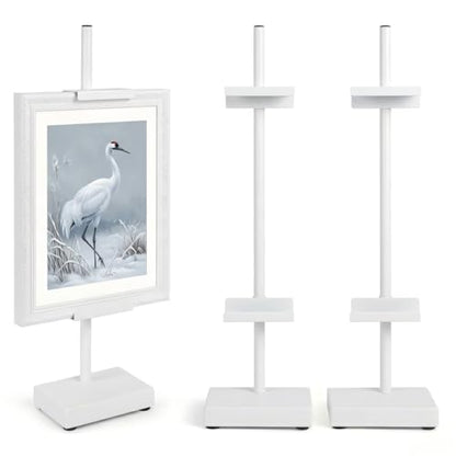 Adjustable Tabletop Easel Stand, White 17" H Easels for Display | 2 Pack Picture Easels for Display, Metal Picture Frame Holder Stand Table, For Art, Photo - color: White 2Pack
