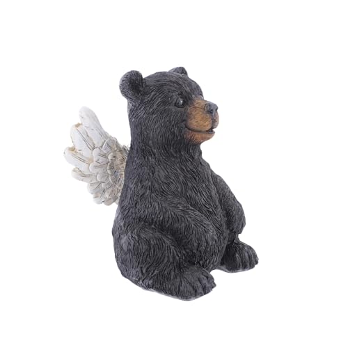 The Bridge Collection Black Bear Angel Figurine – Faith Animal Memorial | Hand-Painted Inspirational Animal with Angel Wings Indoor & Outdoor Cabin & Home Decor