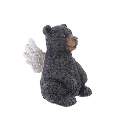 The Bridge Collection Black Bear Angel Figurine – Faith Animal Memorial | Hand-Painted Inspirational Animal with Angel Wings Indoor & Outdoor Cabin & Home Decor
