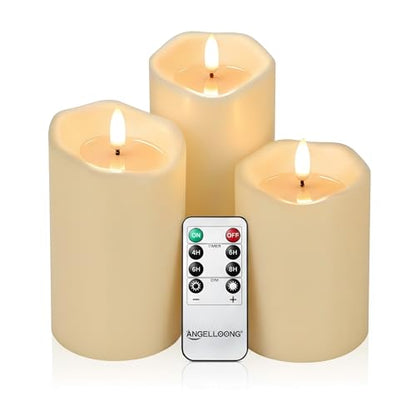 ANGELLOONG Battery Candles Flickering Flameless Candles with Remote - color: Classic Ivory - Simulated Wax Melt