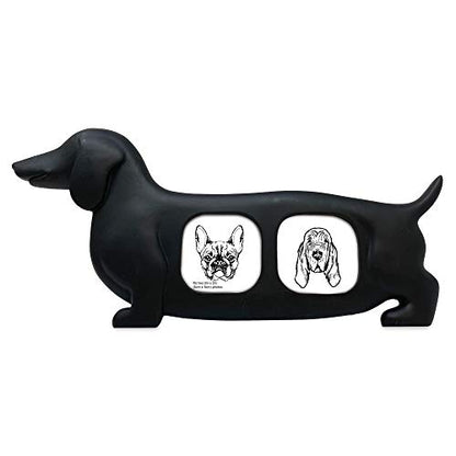 Isaac Jacobs Double 2x2 Resin Sentiments Dog Shaped Picture Frame - Black | Photo Gift for Pet Puppy, Tabletop, Desktop & Wall Display (2x2, Black) - color: Black