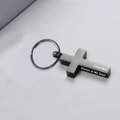 Cross Urn Keychain for Ashes - Cremation Pendant for Men Women - Memorial Jewelry Holder for Human Ashes