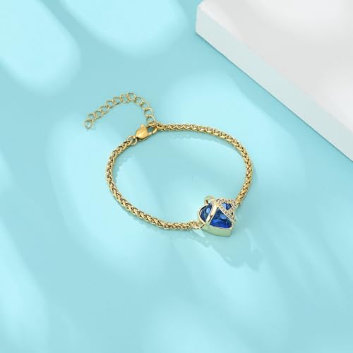 Hearbeingt Crystal Heart Urn Bracelet for Ashes Cremation Jewelry for Women - color: Customize