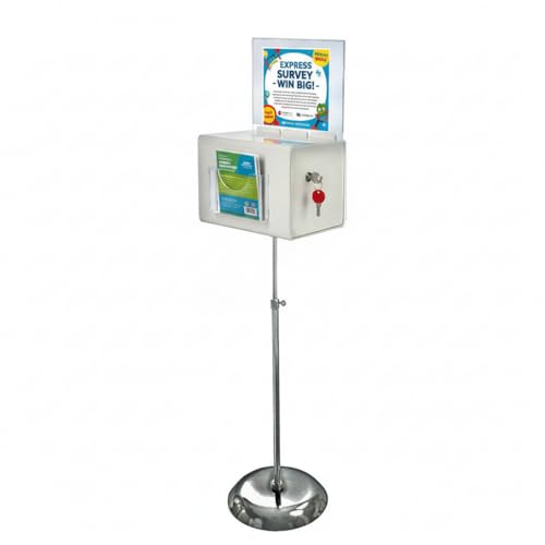 Azar Displays 206325-WHT 11" W x 8.25" D x 8.25" H Large White Suggestion Box with Pocket, Lock & Keys on Pedestal - color: White, size: X-Large