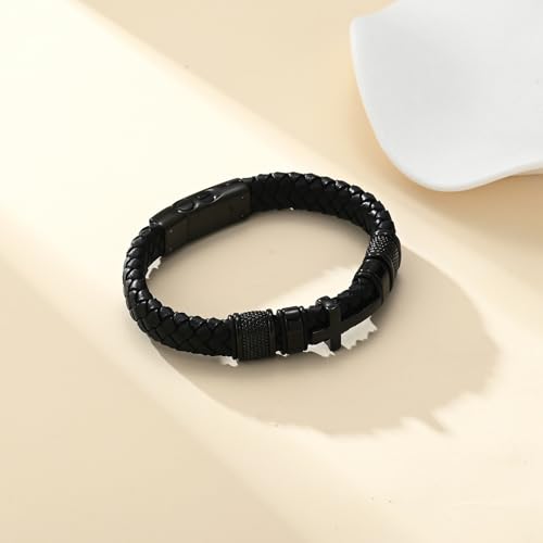 Cremation Jewelry Urn Bracelet for Human Ashes for Women Men Memorial Keepsake Cuff Leather Bracelet - color: Customize