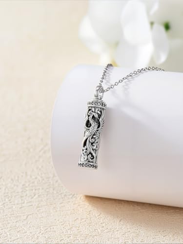 JKR Keepsake Urn Necklace for Ashes Cremation Jewelry Memorial Gift | Keepsake Necklace for Ashes Cremation Jewelry Sympathy Gifts for Loss of Loved One Women Men Dad Husband Mom Wife - style: 5-Phoenix
