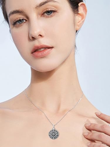 TOUPOP Tree of Life Urn Necklace for Ashes 925 Sterling Silver Cremation Jewelry Memorial Gifts Keepsake Jewelry with Funnel Filler for Women - style: 4-Sunflower