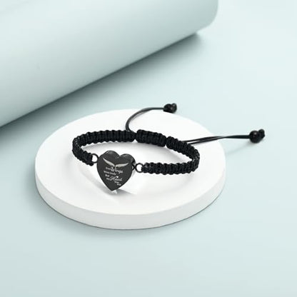 Imrsanl Heart Cremation Bracelet for Ashes Memorial Urn Jewelry - color: Rope-Black