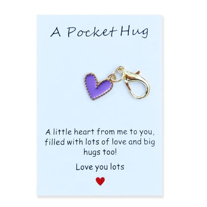 YOJO Pocket Hug Keychain, Love Keychain with Positive Affirmation Card, Emotional Support, Inspirational Gift - color: Purple