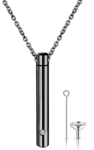 YOUFENG Urn Necklaces for Ashes Urns for Human Ashes Memorial Cremation Urn Locket Stainless Steel Keepsake Ashes Jewelry - style: Black