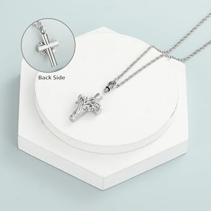 shajwo Tree of Life Cross Urn Necklace for Ashes - color: Silver