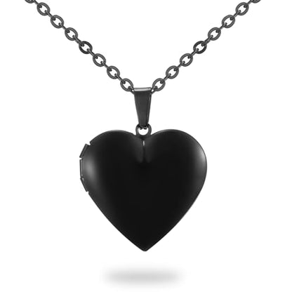 PHOCKSIN Personalized Locket Necklace for Women Photo Necklace with Customized Picture Birth Flower Birthstone Customizable Birthday Gifts - color: #05 Heart Black