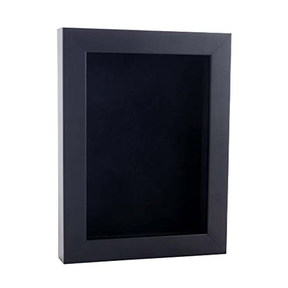 6x8 Shadow Box Frame Black Wood | with a 3/4" Usable Display Depth | Includes a Black Real Suede Texture Acid-Free Backing Board, UV Resistant Acrylic, and Hanging Hardware