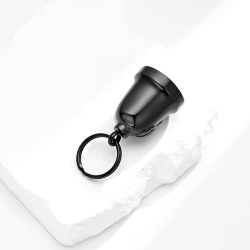 Eagle Love Cremation Keychain Bell Urn Necklaces for Ashes Keepsake Ash Pendant Memorial Urn Keychain Jewelry - color: B-black