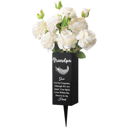 Geosar Grandpa Cemetery Vases for Grave Metal Cemetery Grave Flower Vase Memorial Flower Holder with Spike Floral Graveyard Decorations for Burial Ground Lawn Yard Funeral - style: Grandpa