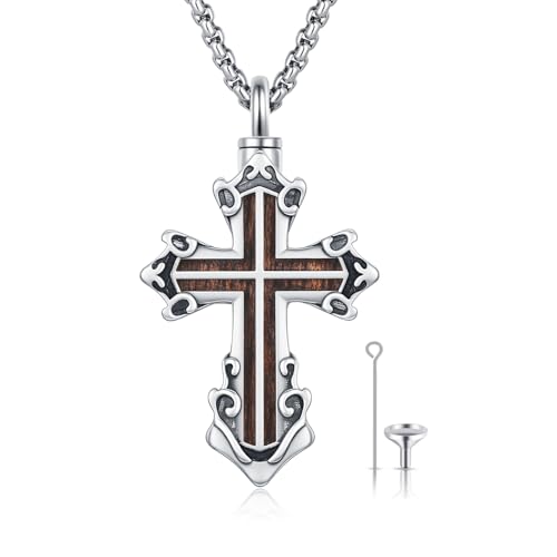 925 Sterling Silver Celtic Cross Urn Necklace for Ashes | Memorial Keepsake Cremation Catholic Jewelry for Men Women - color: Silver-I