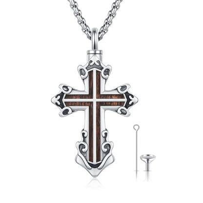 925 Sterling Silver Celtic Cross Urn Necklace for Ashes - color: silver-i