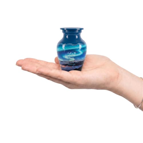 Emvency Urn for Ashes, Mini Metal, Keepsake Sharing Urns, Galaxy - color: Northern Lights