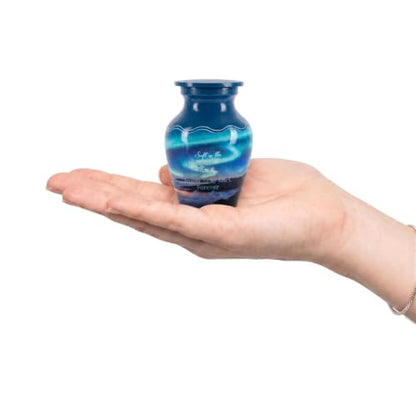 Emvency Urn for Ashes, Mini Metal, Keepsake Sharing Urns, Galaxy - color: Northern Lights