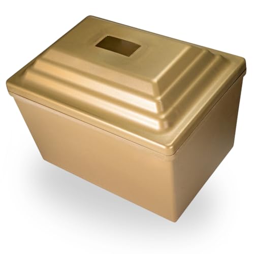 Silverlight Fortress Urn Vault in Gold, Single Urn Vault for One, Ground Burial Urn Vault, Holds One Adult Cremation Urn for Human Ashes, Durable Cremation Urn Vault for Cemetery Burial - color: Gold