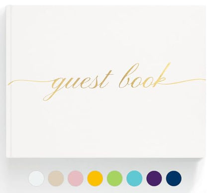 Elegant Wedding Guest Book - Perfect for Wedding Receptions, Baby Showers, Birthdays and Special Events - Polaroid Guest Book with 110 Lined Pages for Sign-in and Photos -Hardcover (White) - color: White