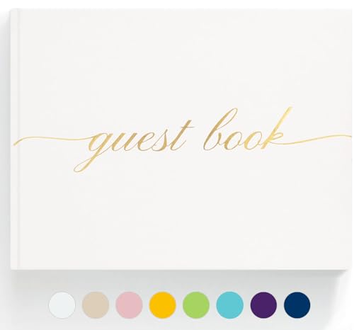 Elegant Wedding Guest Book - Perfect for Wedding Receptions, Baby Showers, Birthdays and Special Events - Polaroid Guest Book with 110 Lined Pages for Sign-in and Photos -Hardcover (White) - color: White