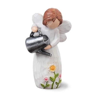 JFHEDY Gardening Gifts for Women, Angel Figurines Guardian Gifts for Women, New Home Gift Ideas, Sculpted Hand-Painted Figurine Angel Figurine