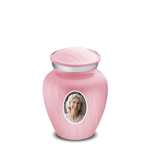 Embrace Keepsake Personalized Picture Cremation Urns for Human Ashes I Pearl Light Pink Photo Funeral Urn for Men and Women with Double Side Engraving I 3.5 lbs - color: Pearl Pink