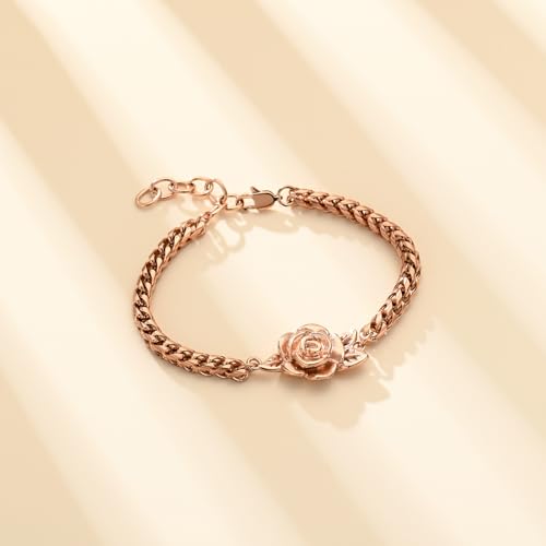 Minicremation Women's Adjustable Rose Urn Bracelet Ashes Holder Memorial Elegant Link Chain Keepsake Cremation Bangle to Hold Ashes - color: Rose Gold-A