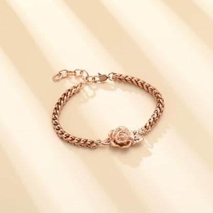 Minicremation Women's Adjustable Rose Urn Bracelet Ashes Holder Memorial Elegant Link Chain Keepsake Cremation Bangle to Hold Ashes - color: Rose Gold-A