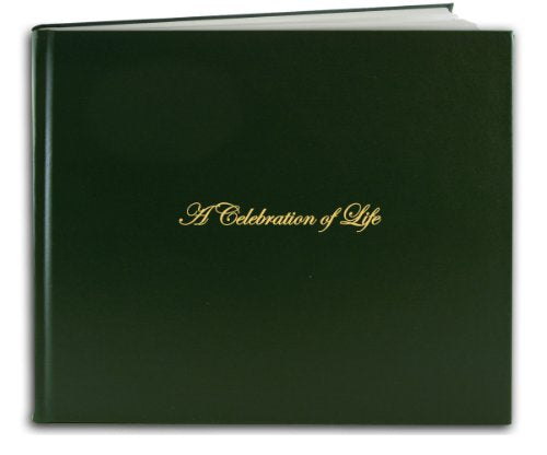 Funeral Guest Book, Green, Hardbound, 48 Pages | A Celebration of Life Memorial Register, Imitation Leather, 8 7/8'' x 7'' - Made in USA - color: Green