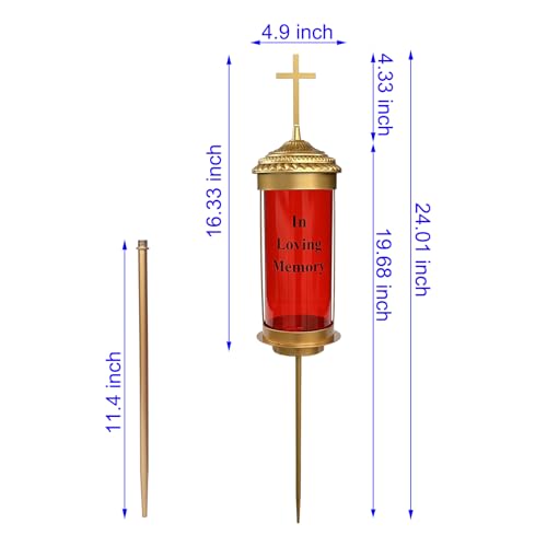Generic Cemetery Decorations Lantern Light Memorial Candles for Loss of Loved Ones with Cross Decorations for Grave with Long Ground Stakes